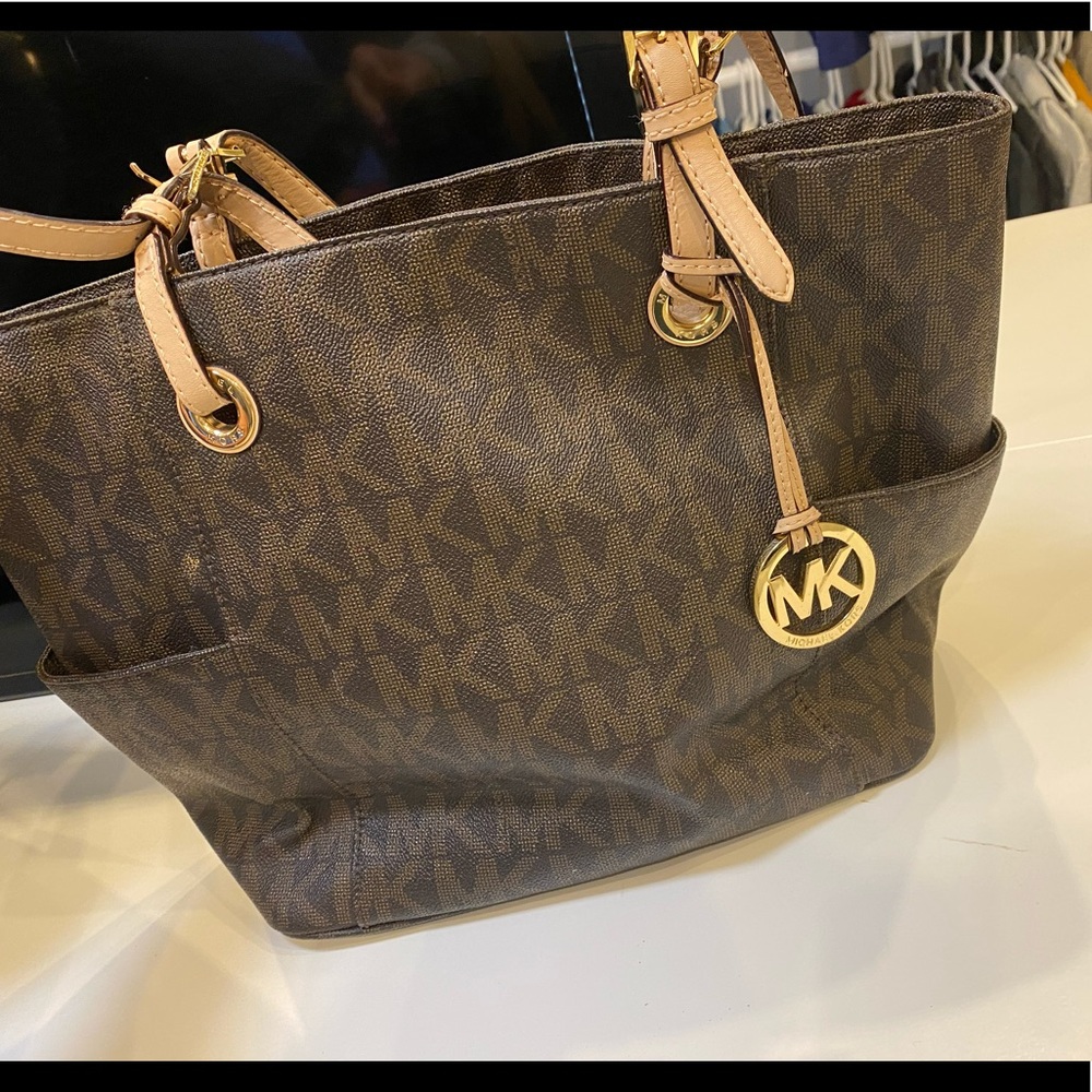 Brown MK logo bag